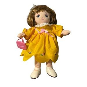 Vintage Sugar Loaf Bright Yellow Doll with Lace Accents